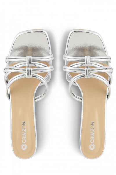 Silver block heels