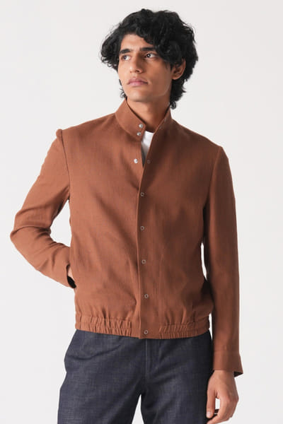 Dark brown handloom cotton shacket