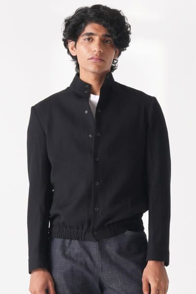 Black handloom cotton shacket