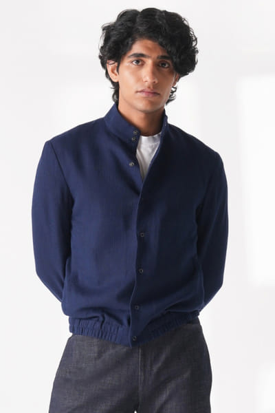 Navy handloom cotton shacket