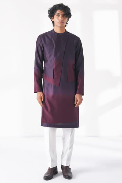 Midnight mauve ombre layered kurta set