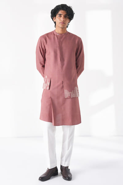 Dusty rose embroidered kurta set
