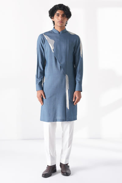 Storm blue embroidered kurta set