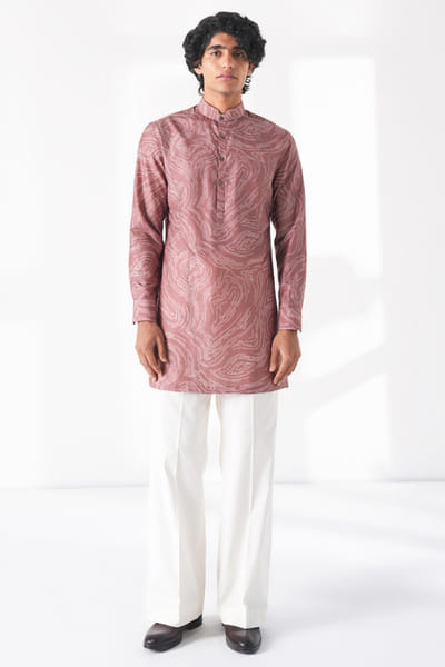 Dusty rose printed short kurta