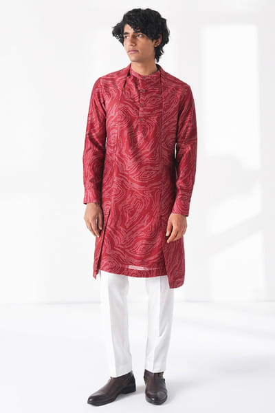 Earthy red printed kurta set