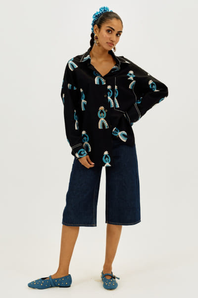 Black tribal printed shirt