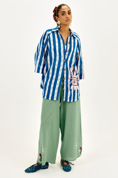 Blue and white striped shirt