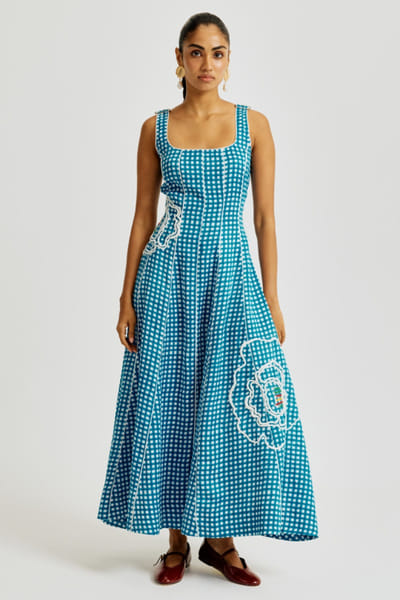 Blue checkered dress