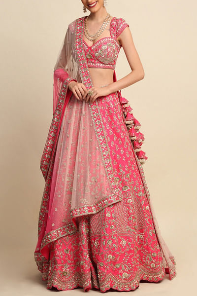 Fuchsia pink bridal lehenga set