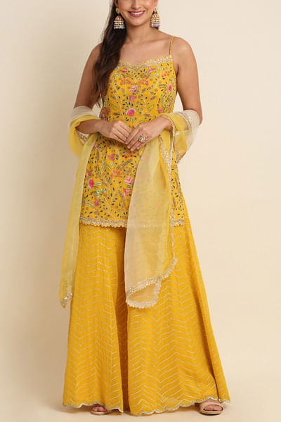 Yellow sharara set
