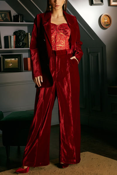 Velvet jacket and pant set