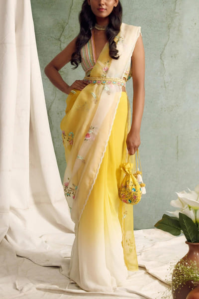 Ombre organza sari set