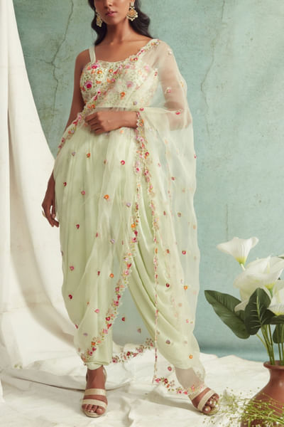 Mint green dhoti set