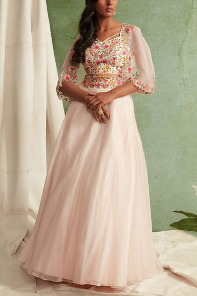 Blush pink organza skirt set