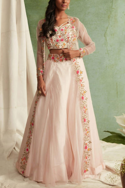 Blush pink lehenga cape set