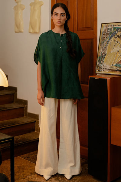 Green pleated top