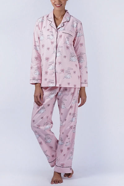 Pink printed shirt and pajamas