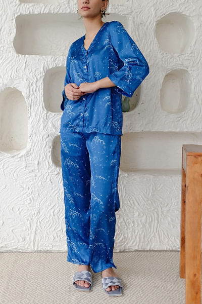 Blue printed pyjama set