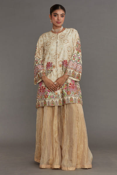 DAR-E-AAB Ivory embroidered kurta DAREMAY26D144652