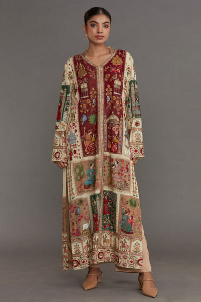 DAR-E-AAB Multicoloured patchwork long kurta DAREMAY26D144655