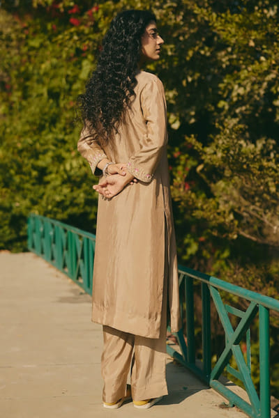Rashika Mittal Taupe floral embroidered kurta set RASHJUN26D146591