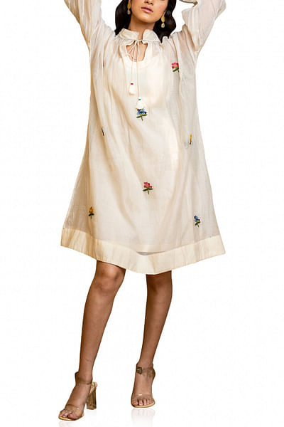 Ivory cotton silk reversible dress