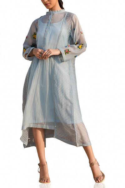 Powder blue embroidered dress