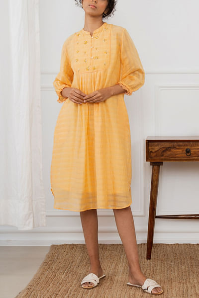 Orange cotton silk dress
