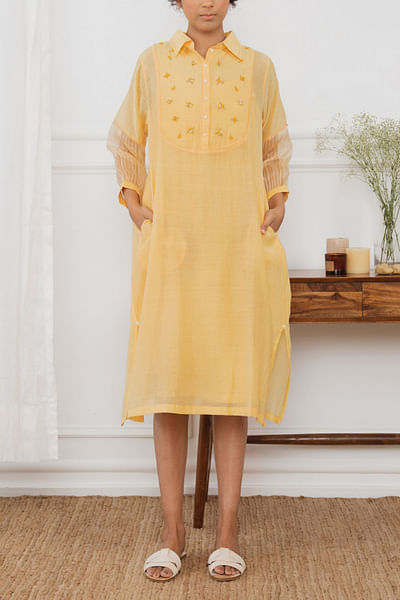 Orange handwoven cotton dress