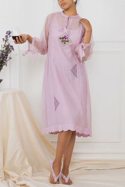 Lilac handwoven cotton dress