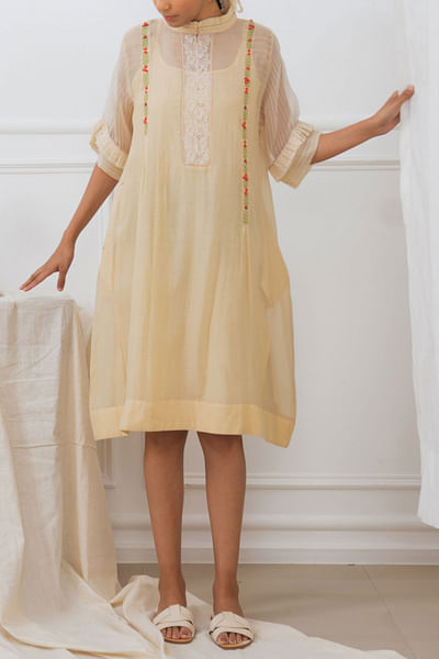 Cream cotton silk dress