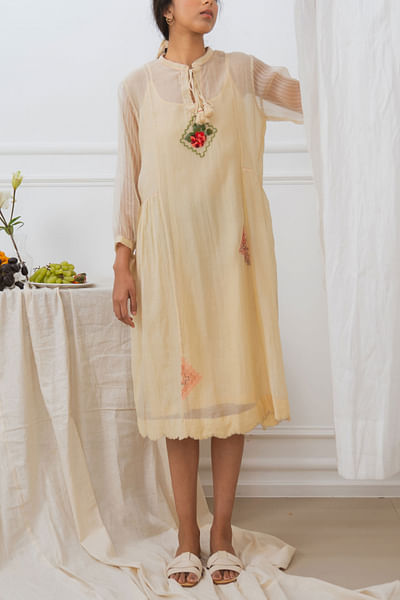 Cream embroidered dress