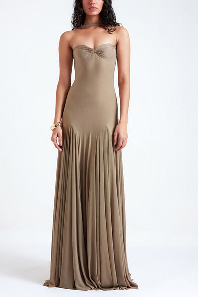French grey strapless dress