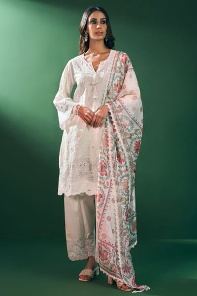 Off white cotton kurta set