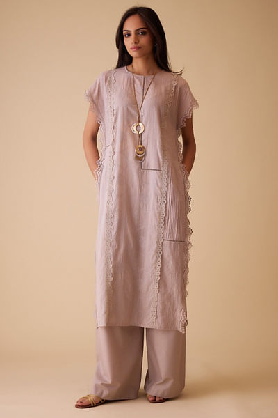 Beige wide leg pants
