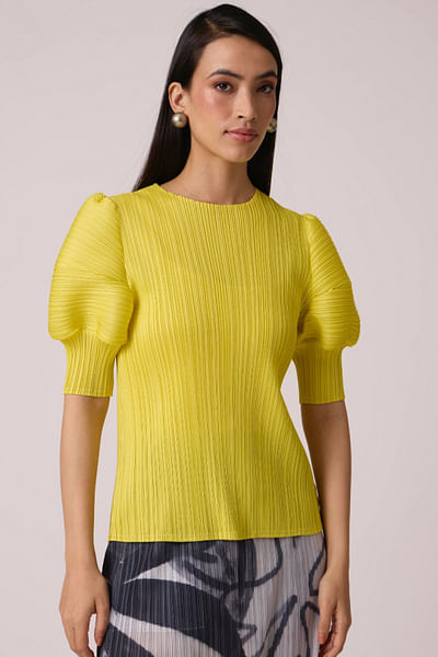 Lemon yellow pleated top


