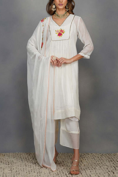 Ivory floral kurta set