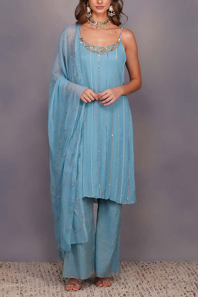 Turquoise slip kurta set