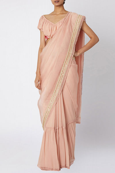 Rose half and half sari set