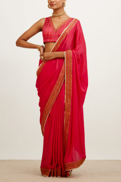 Devnaagri Fuchsia pink embroidered sari DEVDEC2207