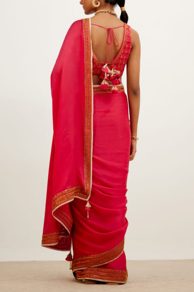 Devnaagri Fuchsia pink embroidered sari DEVDEC2207