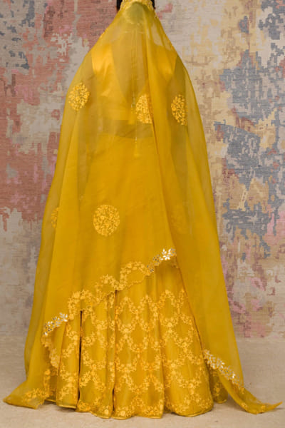 Devnaagri Mustard organza lehenga set DEVJUN20011