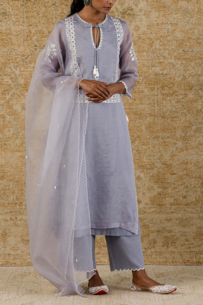 Aegean blue organza kurta set
