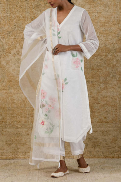 Ivory handpainted kurta set