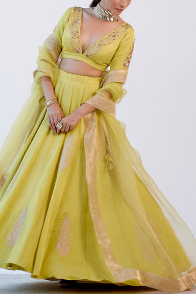 Devnaagri Lime green embroidered lehenga set DEVOCT2208
