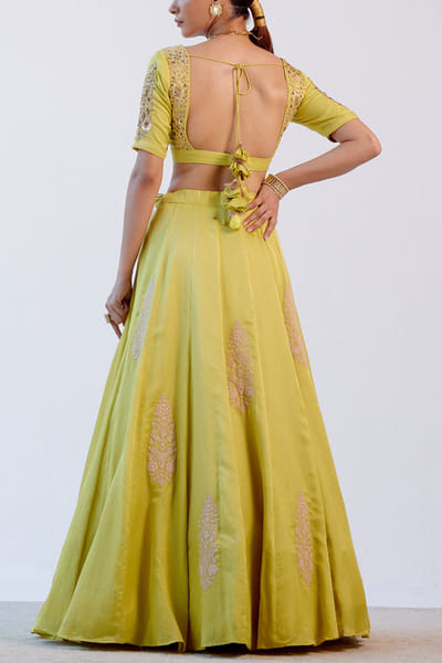 Devnaagri Lime green embroidered lehenga set DEVOCT2208