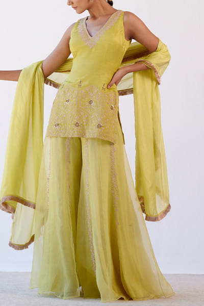 Devnaagri Lime green sharara set DEVOCT2219