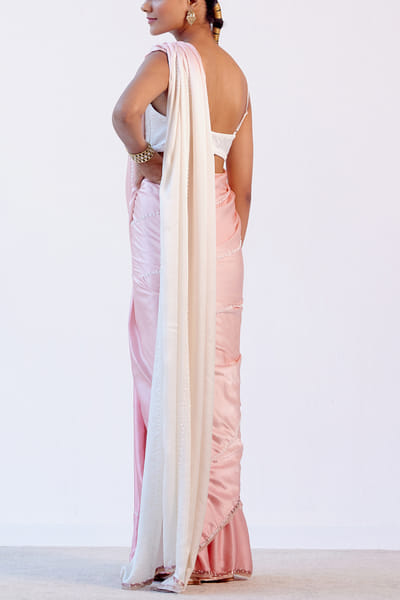 Devnaagri Ombre pink satin sari set DEVOCT2224