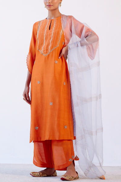 Devnaagri Orange embroidered kurta set DEVWOM2207