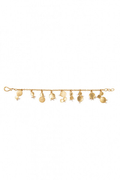 Gold and pearl charm bracelet